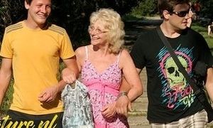 Super-Naughty Grandma Smashed In The Forest By two Youthfull Boys