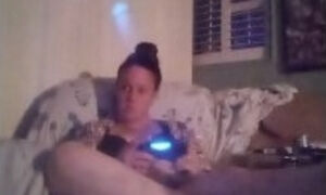 Milf Filming Herself Playing Video Games In Her Black Bra and Panties