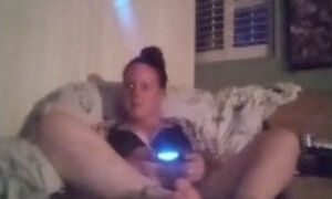 Woman Caught Filming Herself Playing Video Games In Her Black Bra and Panties By Her Roommate