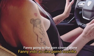 Hot Latina slut handjobs and blowjobs strangers' cocks at the movie theatre
