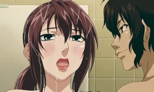 Hot busty milf with huge tits seduces a younger guy and gets fucked in the shower - Hentai