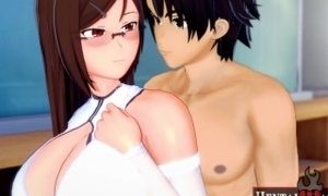 Student Cums in his Teacher's Mouth, she Can't Handle a Giant Cock - Hentai Hot Animations