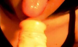 Connie sucking dildo
