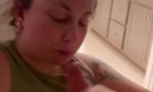 PAWG Gives Sloppy Head with Facial and Cum Licking