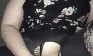 Thick MILF Car Backseat Panthyhose Squirt Toy in each Hole