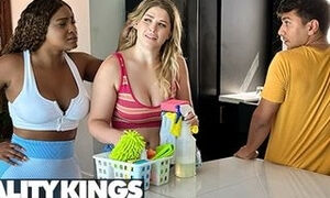 REALITY KINGS - Ny Ny Lew And Her Stepdaughter Riley Reign Lick Each Other's Pussies Then Invite Max For A 3some