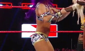 WWE - Sasha Banks with Trish and Natalya struggling Alica Fox
