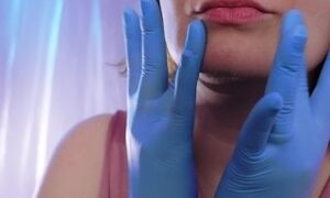 ASMR: medical nitrile gloves, touching face, relaxing sounds, SFW free video (Arya Grander)