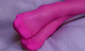 Enjoying the evening in pink pantyhose