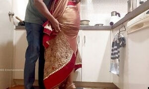 Indian Couple Romance in the Kitchen - Saree Sex - Saree lifted up and Ass Spanked