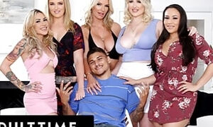 ADULT TIME - MILF Charlie Forde Gives Stepdaughter's BF STUCK REVERSE GANGBANG To Keep Him Happy!