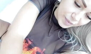 Platinum-blonde breezy jiggling her XXL globes and oral job p8