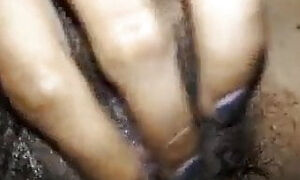 Close-up hairy hole fingering