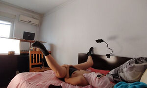 Hot wife fingers pussy until orgasm. Female masturbation with moans