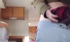 Caught a stranger in my camper jerking off with my wife's bra..