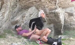 German skinny blonde milf having outdoor sex on Mallorca