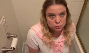 Stepdaughter Creampied In The Bathroom POV Sex