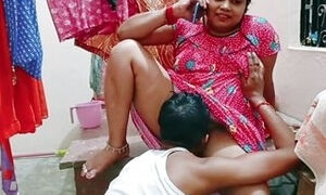 Desi Sexy Bhabhi fucked when talking with husband, Hindi audio