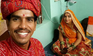 Indian Rajsthani New Merried Lovely Couple Selfi Romantic Outdoor By -Snapchat143