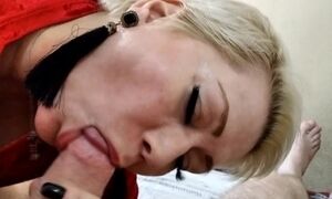 'Busty mature bitch takes a shower, masturbates and sucks dick in the bathroom, sperm on tits & face!'