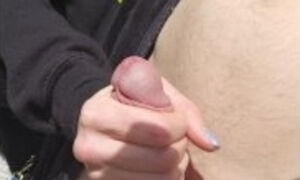 Outdoors reach around and fingering