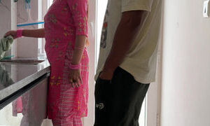 The step-aunt with a big ass was left fiercely by the boy with a female condom.