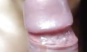 close up red lipstick slow blowjob and cumshot