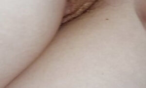Wanking over wife's hairy cunt and arse hole