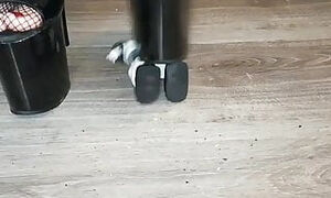 Lady L ultra  high heels crush gik robot.
