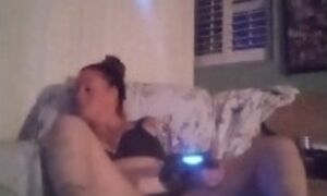 BBW Smoking Cigarettes and Playing Video Games In Black Bra and Panties Part 2