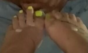 I love my pretty, oiled up MILF TOES getting covered in cum? Do you want to add to them baby?