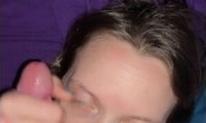 Milf receives facial after face fucking