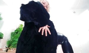 Dirty talking Mistress Arya Grander wearing fur coat. FEMDOM POV female domination point of view.