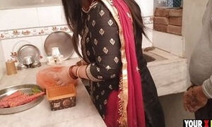 Punjabi Stepmom fucking in the kitchen when she make dinner for stepson