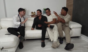 Asdventurous blonde with a great ass gets her holes destroyed during gang bang with DP