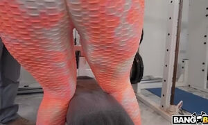 Needed to check her butt pumping progress so he tore this leggings apart