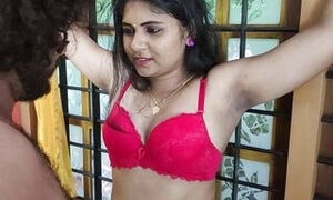 Bdsm and blindfolded Vaishnavy in saree and bra by Sharun Raj, Saree removal and hand tied blinfolded bra romance, Hot bdsm love
