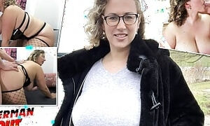 GERMAN SCOUT - Big natural Tits BBW Mature Kathy Deep Pickup for Casting Fuck