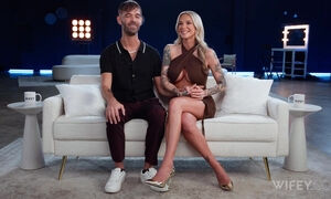 Spicy blonde goddess works wonders on BBC while cuck hubby enjoys watching