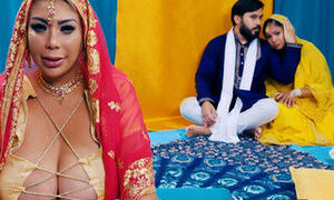Chudai - Busty Indian stepmom fucks her stepdaughter's boyfriend and leaves her pussy full of milk.