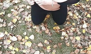 Women start playing with pussy on public park