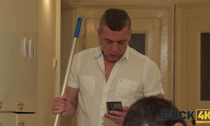 Hot slender girl comes to her gyno checkup with her husband and gets fucked by her doctor while her hubby is watching in shame