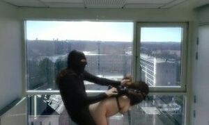 Pregnant amateur MILF in straitjacket fucked in public office building before work  Lily Corinth