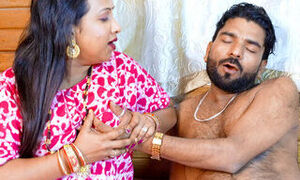 Indian Desi Bhabhi helped man in making his penis erect