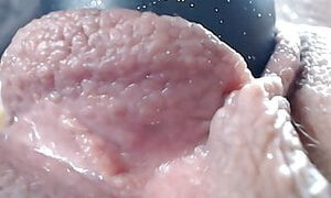 Vibed pinkish fuckbox toy boinked up close point of view
