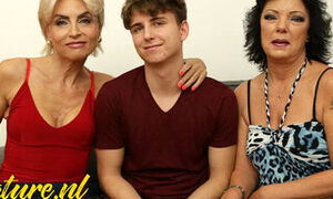 Two Horny Mature Cougars Trick a 21yo Toy Boy Into a Threesome With Them