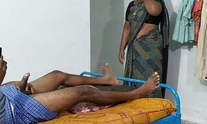 A stepmother wearing a saree She was hide watching me masturbating while watching porn video
