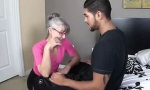 Nasty Grandmother Inhales A Youthfull Lollipop
