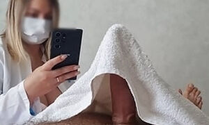 She did not expect that his penis could wake up from a massage, and make handjob for him