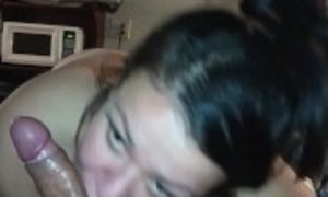 Stepsister gives great blowjob loves cum in her face